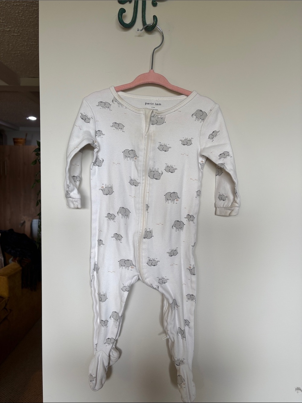 Petit Lem Elephant Print Footed Sleeper – 12M
